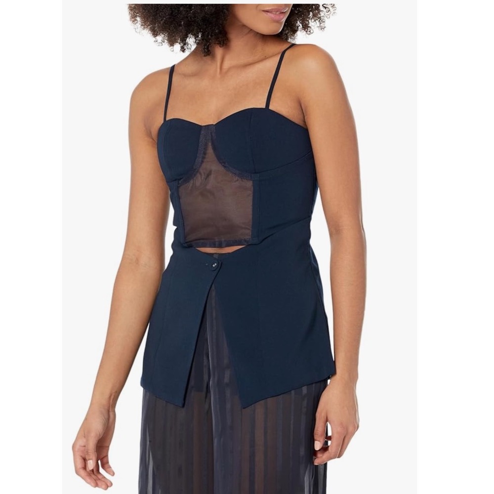 The Drop Signed Blake Sky Captain Corset Top XXL Navy Blue Sleeveless‎ NWT